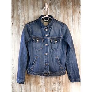 J Crew Factory Denim Jean Jacket Womens XS Blue‎ Classic  Button Up Trucker Coat
